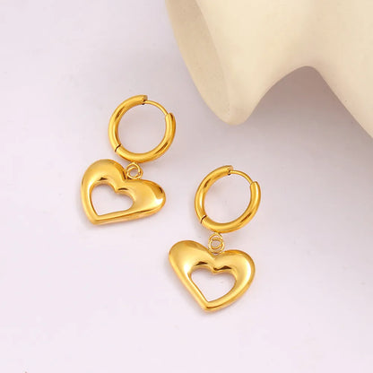 1 Pair Vacation Simple Style Heart Shape 304 Stainless Steel 316 Stainless Steel  Drop Earrings