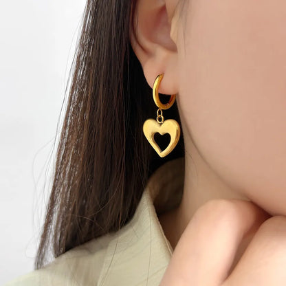 1 Pair Vacation Simple Style Heart Shape 304 Stainless Steel 316 Stainless Steel  Drop Earrings