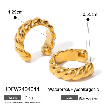 1 Pair Vacation Simple Style IG Style C Shape Solid Color Asymmetrical 304 Stainless Steel 18K Gold Plated Ear Cuffs