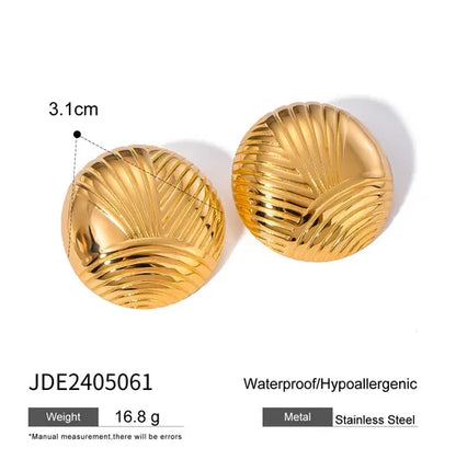 1 Pair Vacation Simple Style IG Style Round Solid Color Plating 304 Stainless Steel 18K Gold Plated Ear Studs