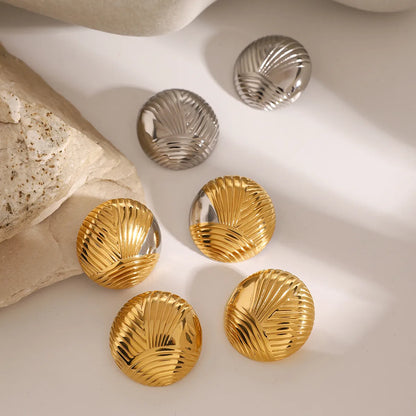 1 Pair Vacation Simple Style IG Style Round Solid Color Plating 304 Stainless Steel 18K Gold Plated Ear Studs