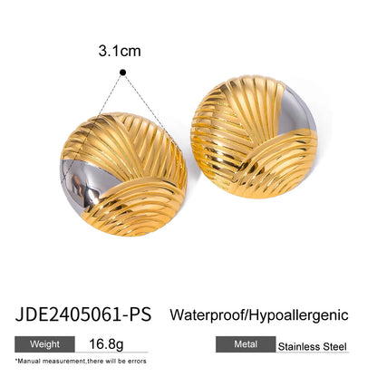 1 Pair Vacation Simple Style IG Style Round Solid Color Plating 304 Stainless Steel 18K Gold Plated Ear Studs