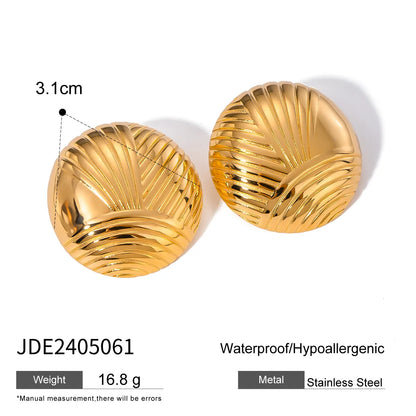 1 Pair Vacation Simple Style IG Style Round Solid Color Plating 304 Stainless Steel 18K Gold Plated Ear Studs