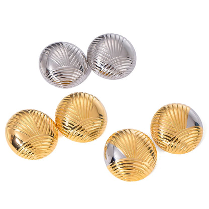 1 Pair Vacation Simple Style IG Style Round Solid Color Plating 304 Stainless Steel 18K Gold Plated Ear Studs