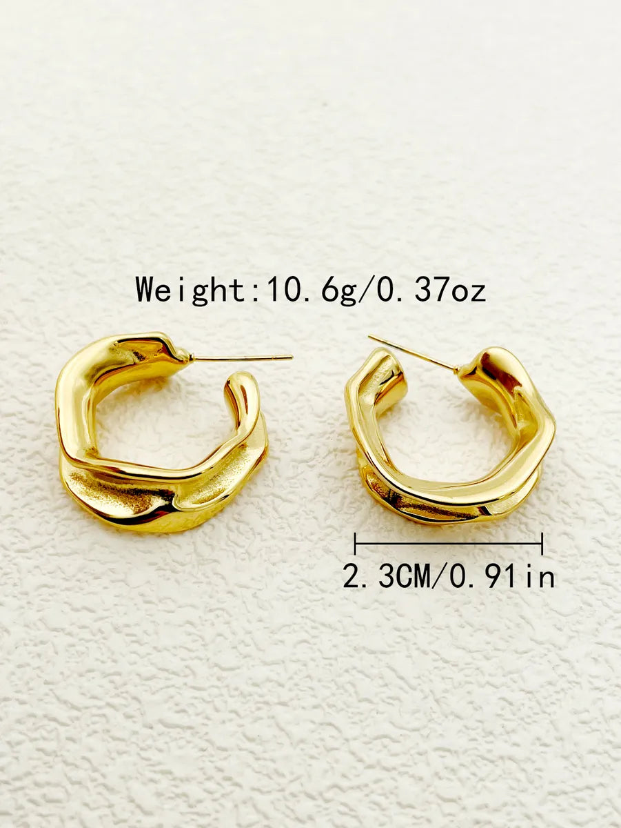 1 Pair Vacation Simple Style Irregular Stainless Steel Plating 18k Gold Plated Ear Studs