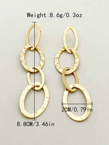 1 Pair Vacation Simple Style Oval Polishing Plating Stainless Steel Gold Plated Drop Earrings