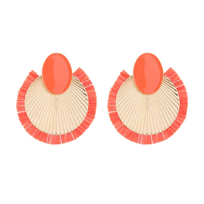 1 Pair Vacation Simple Style Solid Color Braid Inlay Alloy Gold Plated Ear Studs