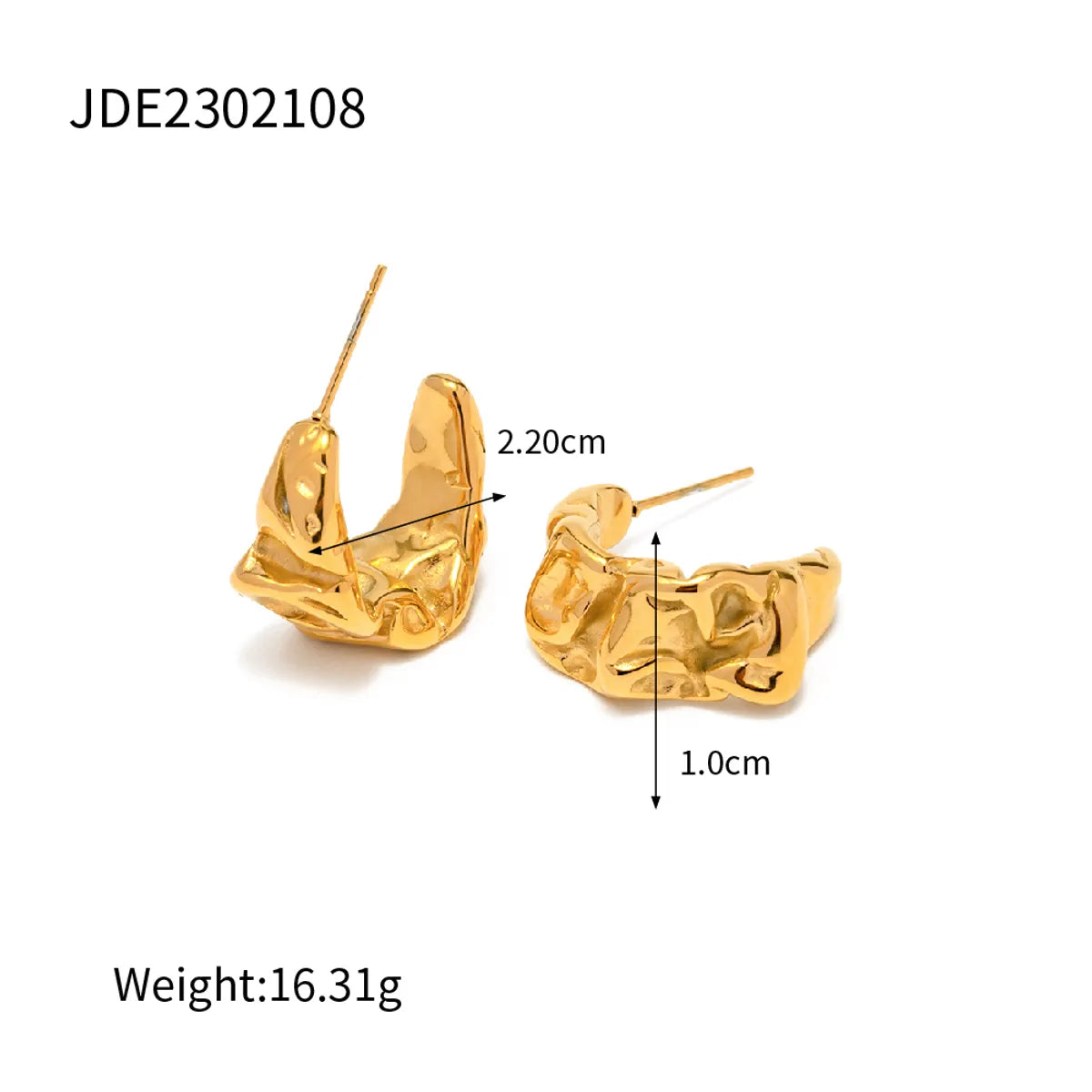 1 Pair Vacation Simple Style Solid Color Plating 316 Stainless Steel  Gold Plated Earrings