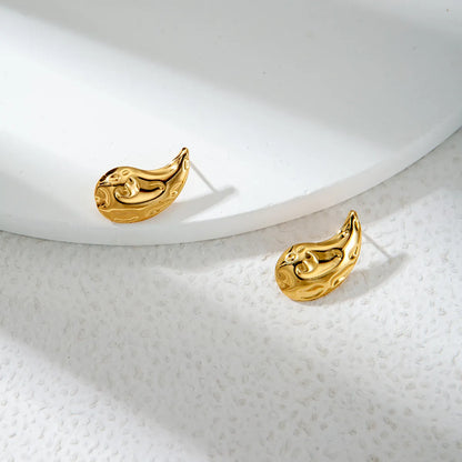 1 Pair Vacation Simple Style Water Droplets Plating 304 Stainless Steel 14K Gold Plated Ear Studs