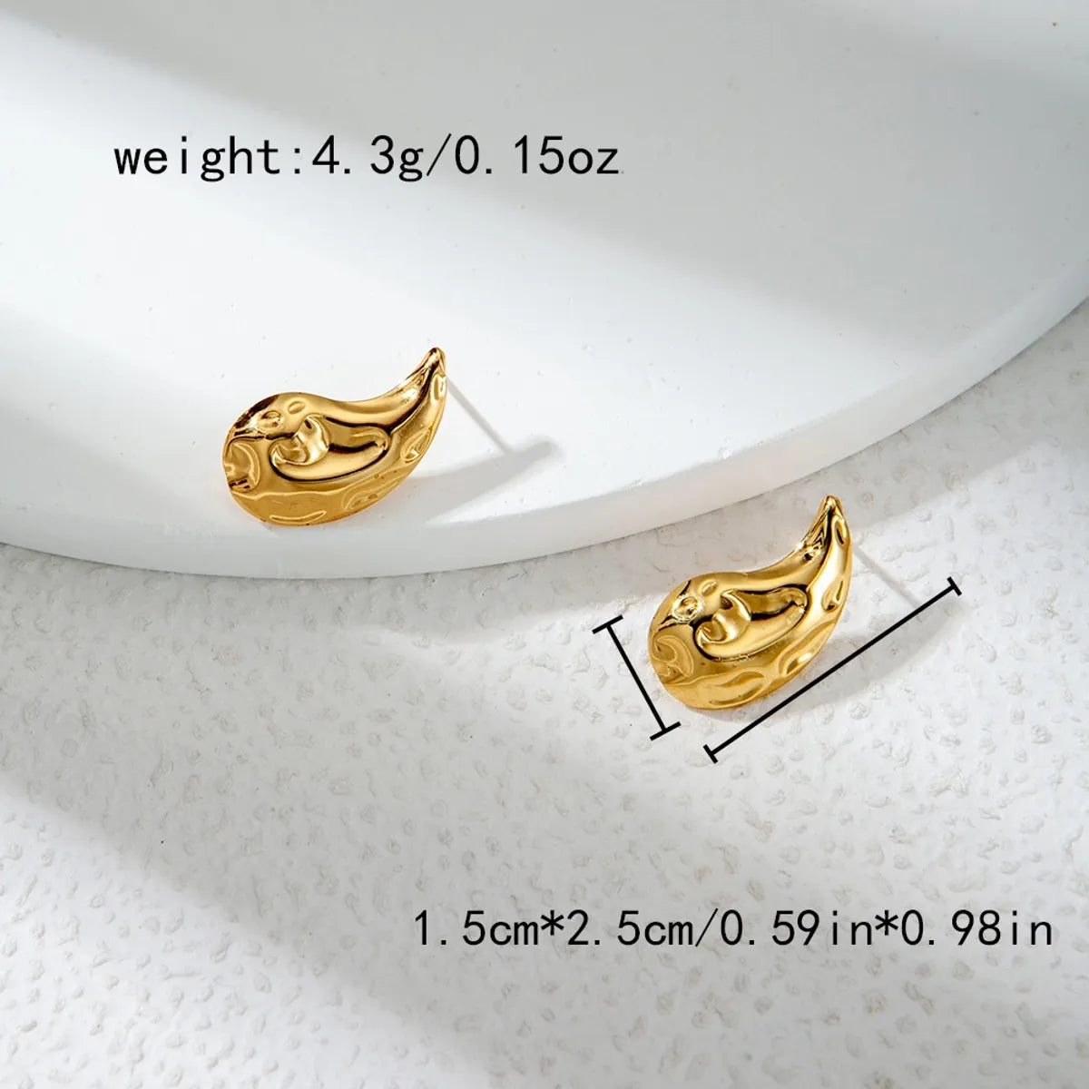 1 Pair Vacation Simple Style Water Droplets Plating 304 Stainless Steel 14K Gold Plated Ear Studs