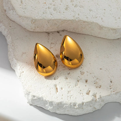 1 Pair Vacation Simple Style Water Droplets Plating 304 Stainless Steel 14K Gold Plated Ear Studs