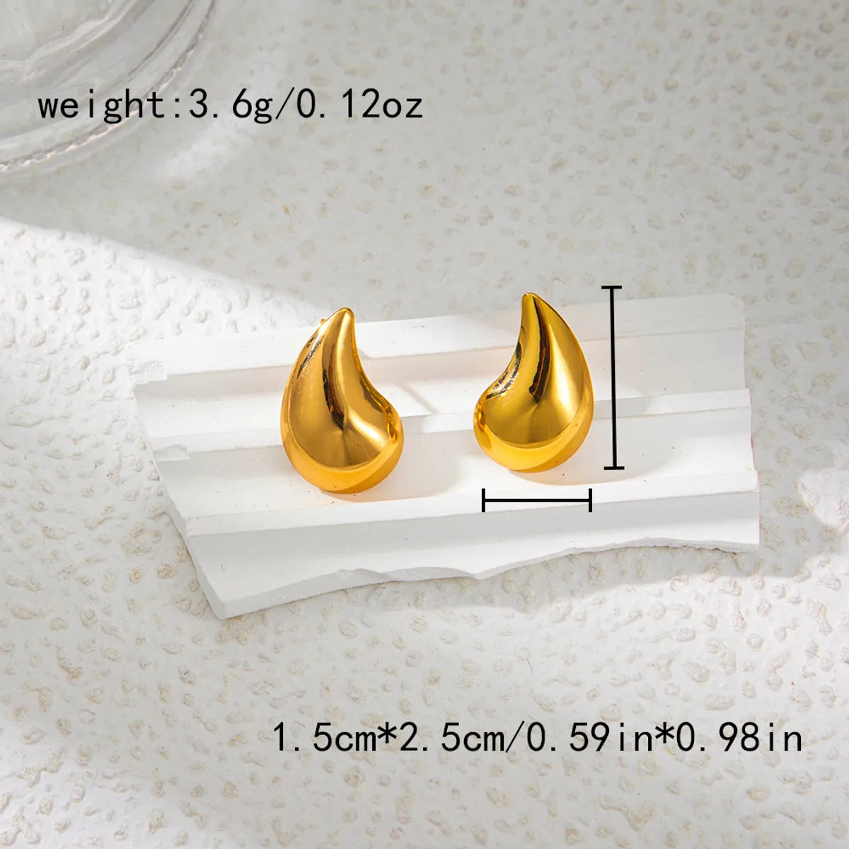 1 Pair Vacation Simple Style Water Droplets Plating 304 Stainless Steel 14K Gold Plated Ear Studs