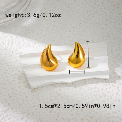 1 Pair Vacation Simple Style Water Droplets Plating 304 Stainless Steel 14K Gold Plated Ear Studs