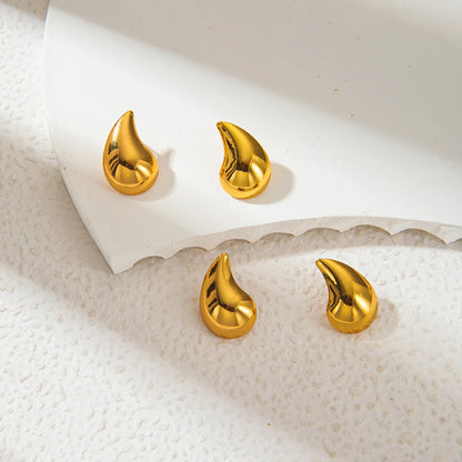 1 Pair Vacation Simple Style Water Droplets Plating 304 Stainless Steel 14K Gold Plated Ear Studs