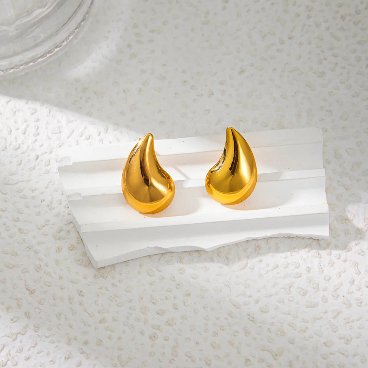 1 Pair Vacation Simple Style Water Droplets Plating 304 Stainless Steel 14K Gold Plated Ear Studs