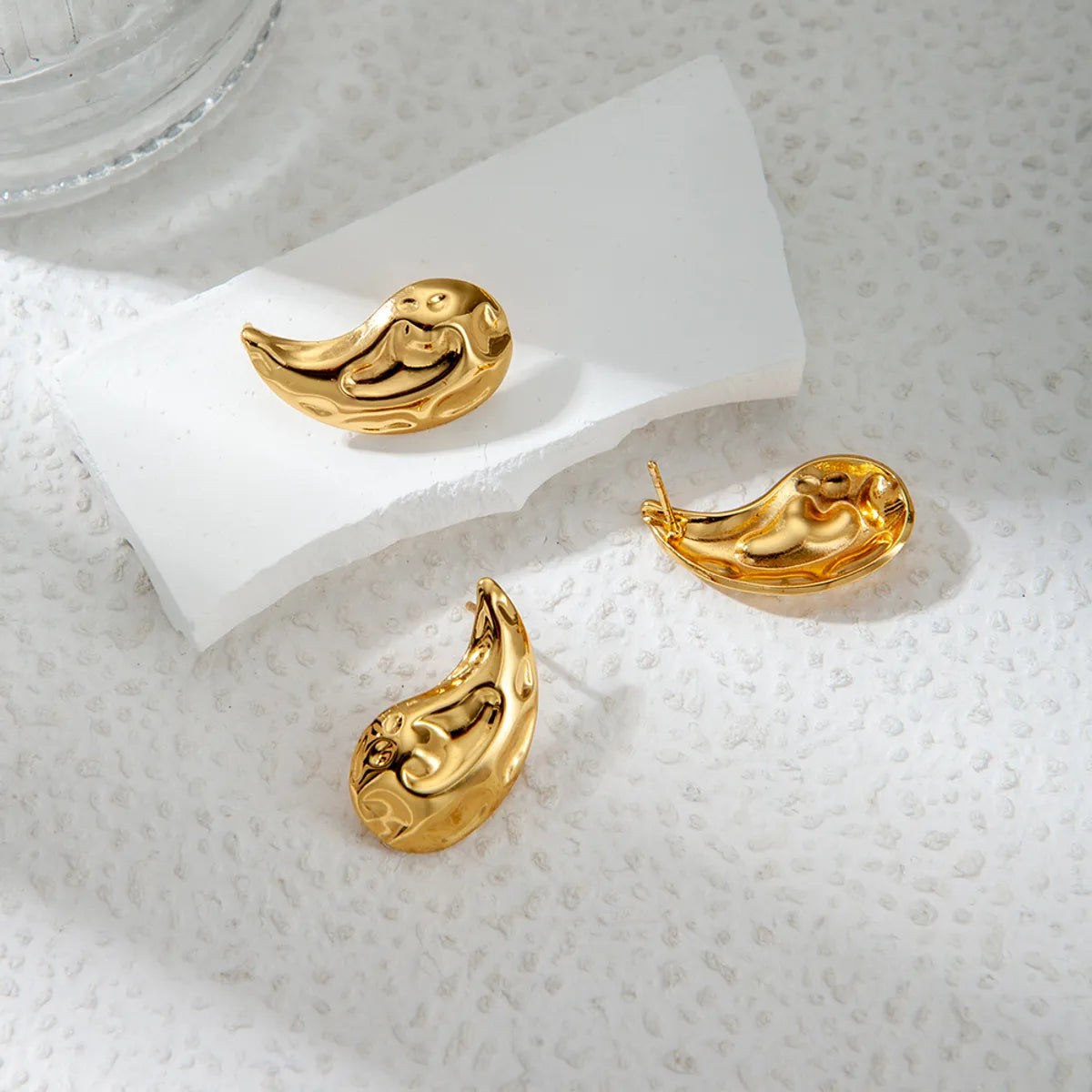 1 Pair Vacation Simple Style Water Droplets Plating 304 Stainless Steel 14K Gold Plated Ear Studs