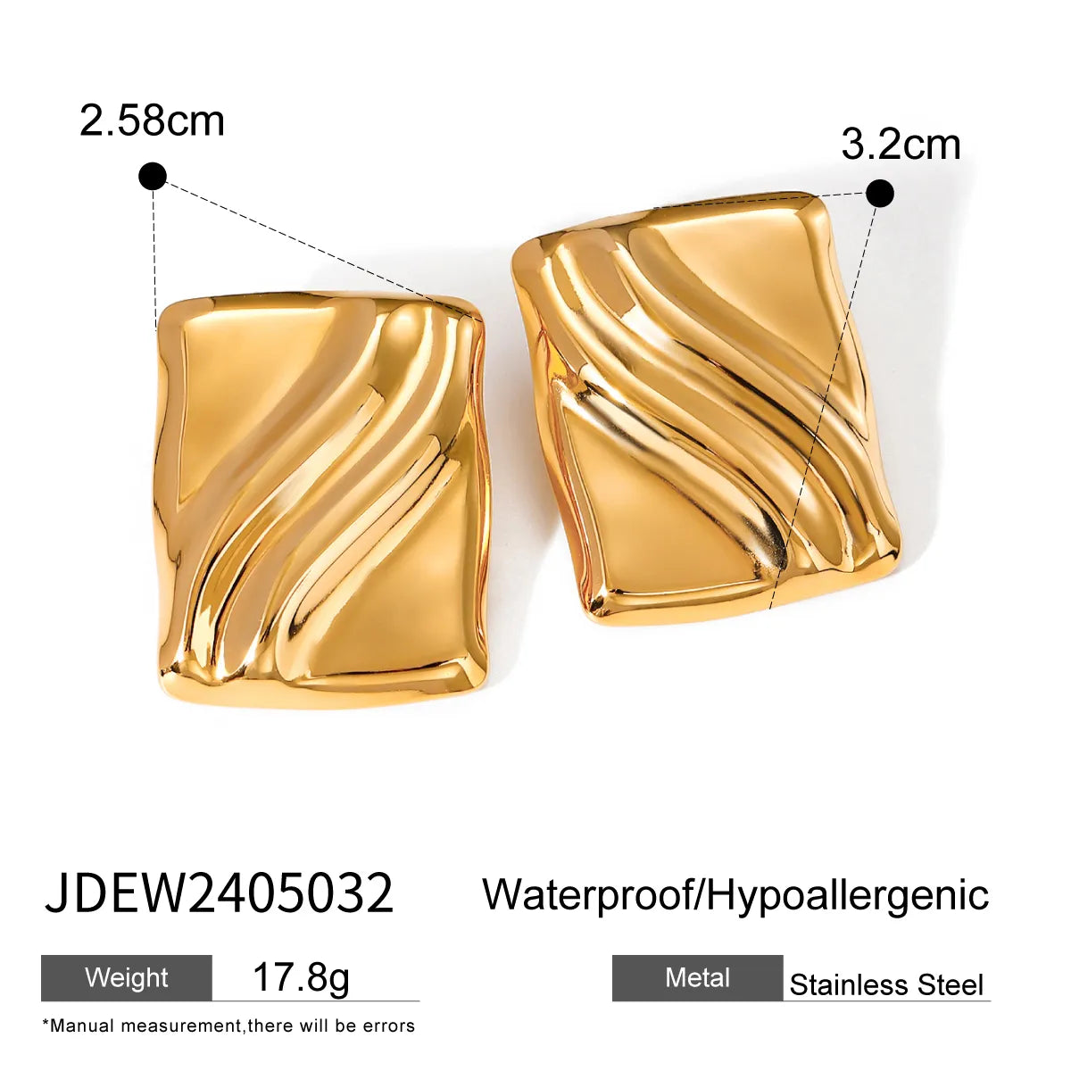 1 Pair Vacation Simple Style Waves 304 Stainless Steel 18K Gold Plated Ear Studs