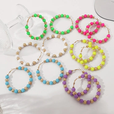 1 Pair Vacation Solid Color CCB Soft Clay Iron Hoop Earrings