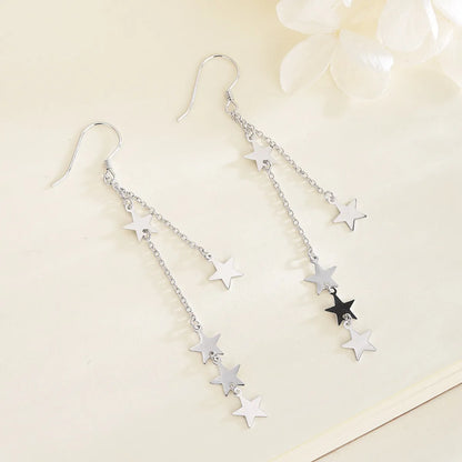 1 Pair Vacation Star Chain Sterling Silver Drop Earrings