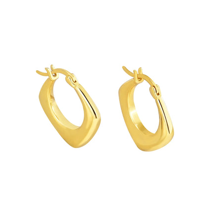 1 Pair Vacation Streetwear Commute Solid Color Plating Copper 18k Gold Plated Hoop Earrings