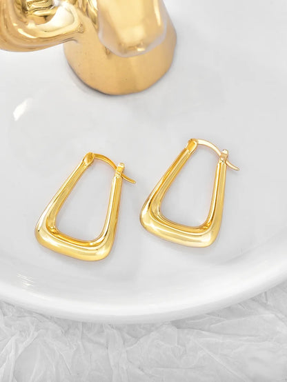 1 Pair Vacation Streetwear Commute Solid Color Plating Copper 18k Gold Plated Hoop Earrings