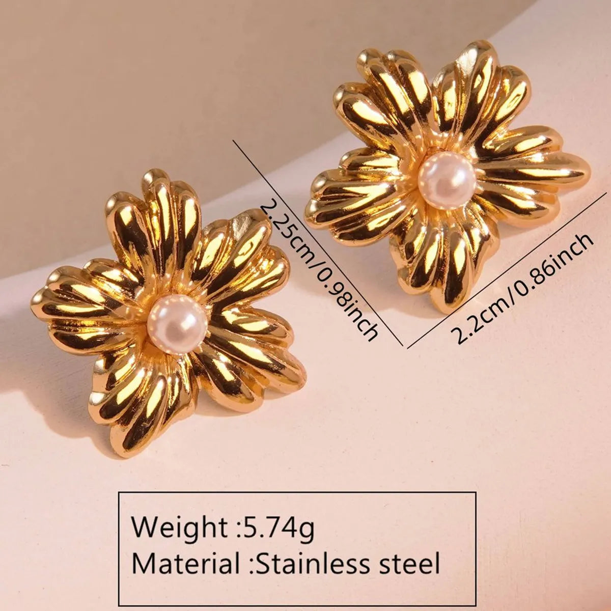 1 Pair Vacation Sweet Artistic Flower Floral Plating 304 Stainless Steel Imitation Gold  Ear Studs