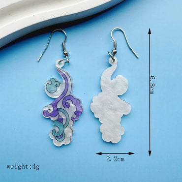 1 Pair Vacation Sweet Clouds Geometric Shell Irregular Printing Polishing Arylic Drop Earrings