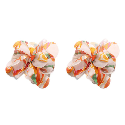 1 Pair Vacation Sweet Colorful Flower Cloth Ear Studs