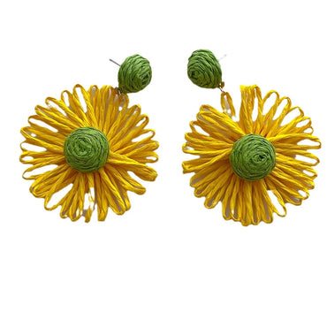 1 Pair Vacation Sweet Flower Handmade Raffia Drop Earrings