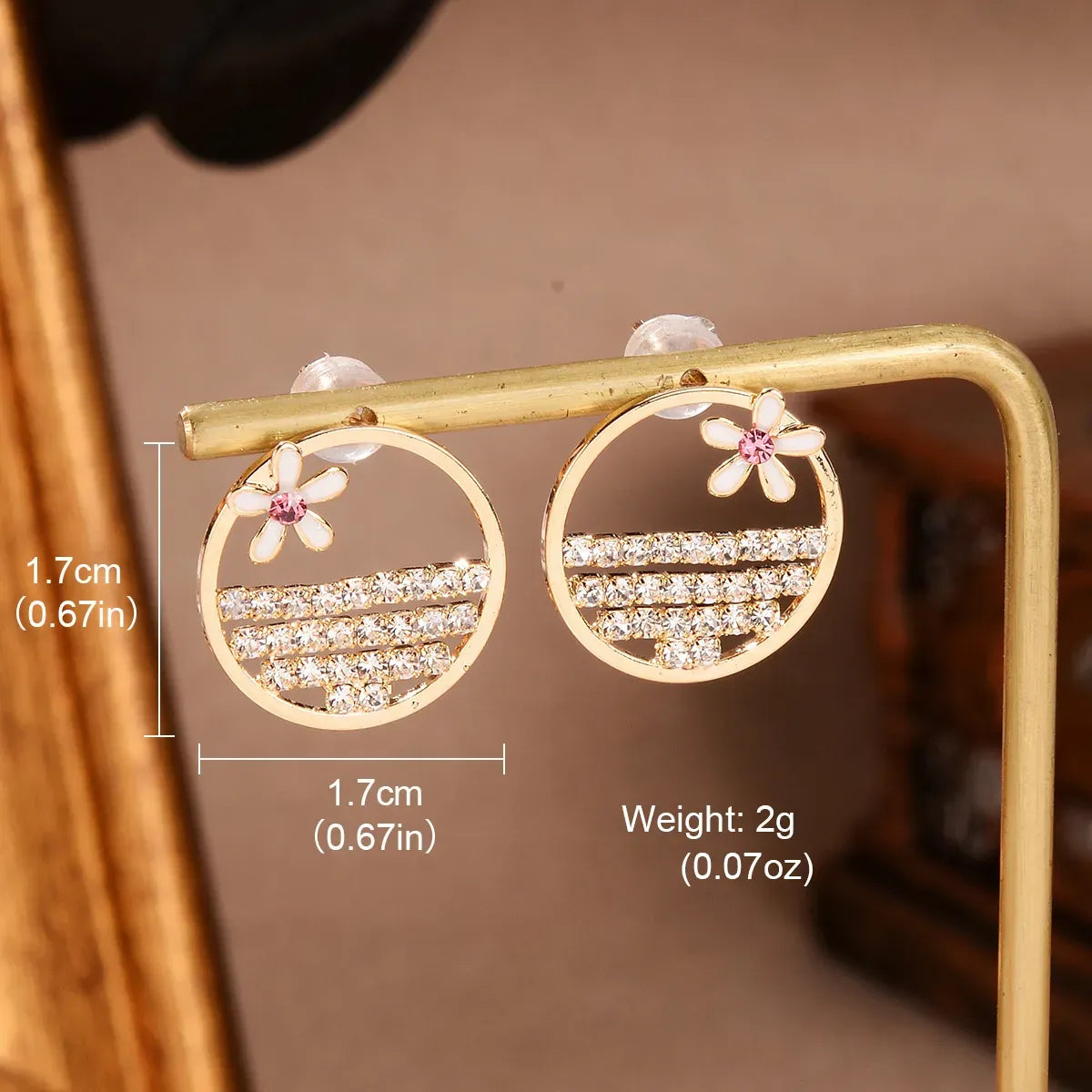 1 Pair Vacation Sweet Flower Inlay Copper Zircon Ear Studs