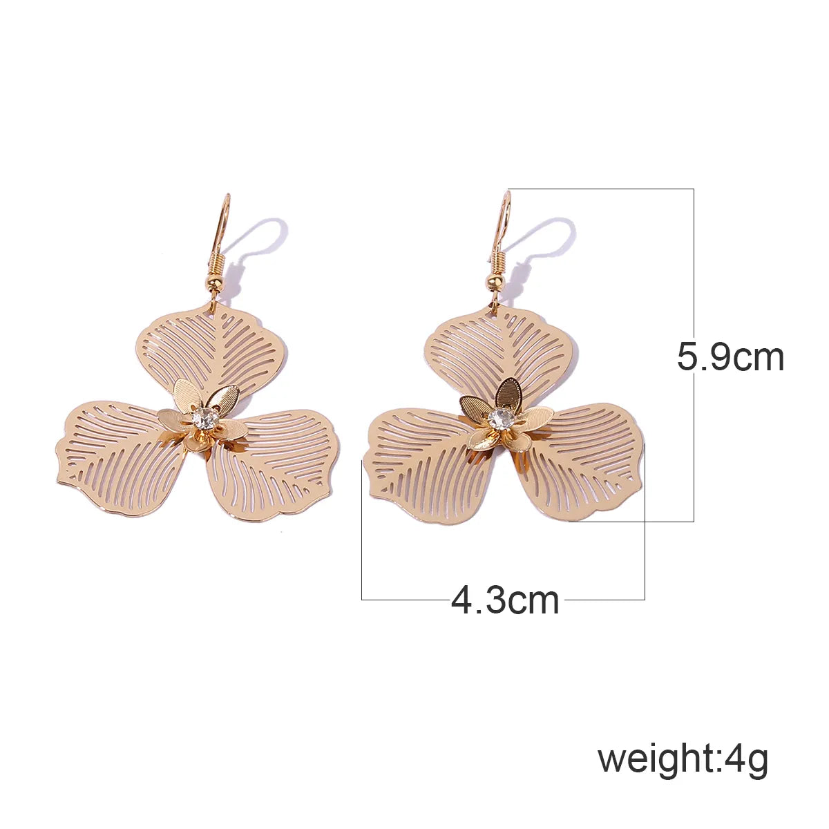 1 Pair Vacation Sweet Flower Plating Hollow Out Inlay Copper Zircon Gold Plated Drop Earrings