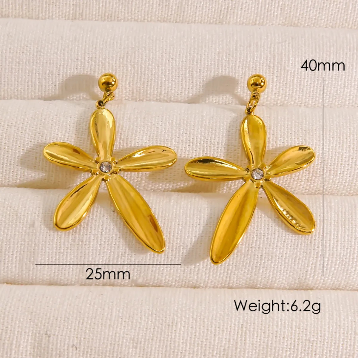 1 Pair Vacation Sweet Flower Plating 304 Stainless Steel Pearl 14K Gold Plated Drop Earrings