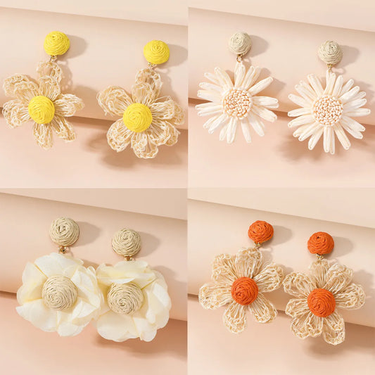 1 Pair Vacation Sweet Flower Polyester Drop Earrings