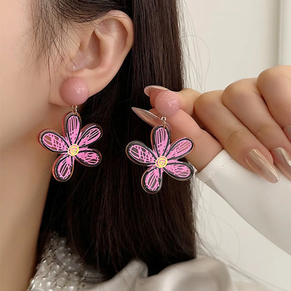 1 Pair Vacation Sweet Flower Resin Drop Earrings