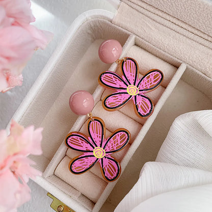 1 Pair Vacation Sweet Flower Resin Drop Earrings