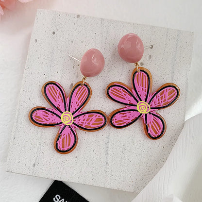 1 Pair Vacation Sweet Flower Resin Drop Earrings