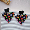 1 Pair Vacation Sweet IG Style Letter Heart Shape Printing Polishing Arylic Drop Earrings