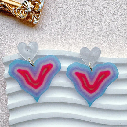 1 Pair Vacation Sweet IG Style Letter Heart Shape Printing Polishing Arylic Drop Earrings