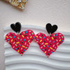 1 Pair Vacation Sweet IG Style Letter Heart Shape Printing Polishing Arylic Drop Earrings