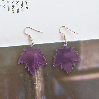 1 Pair Vacation Sweet Maple Leaf Arylic Metal Drop Earrings