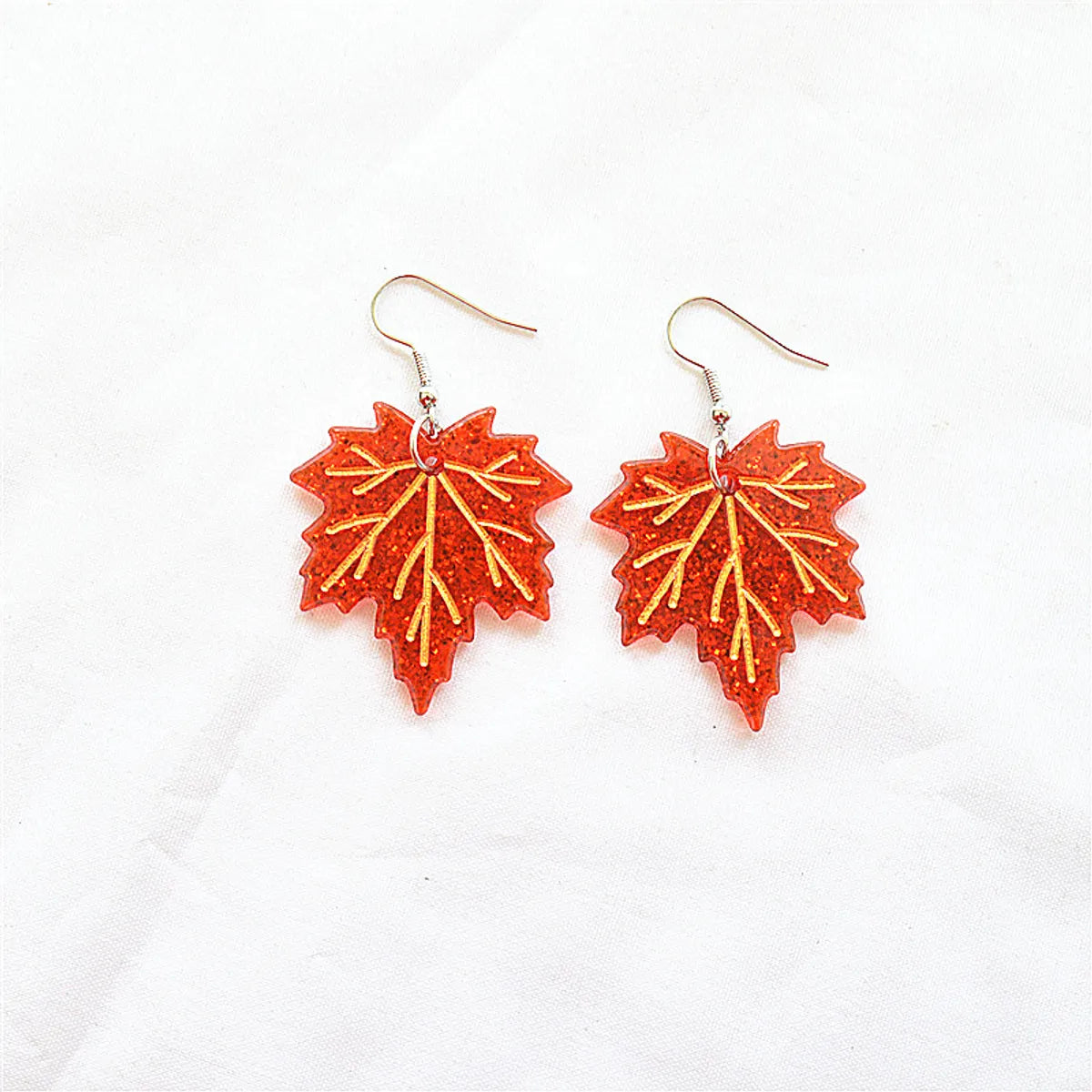 1 Pair Vacation Sweet Maple Leaf Arylic Metal Drop Earrings