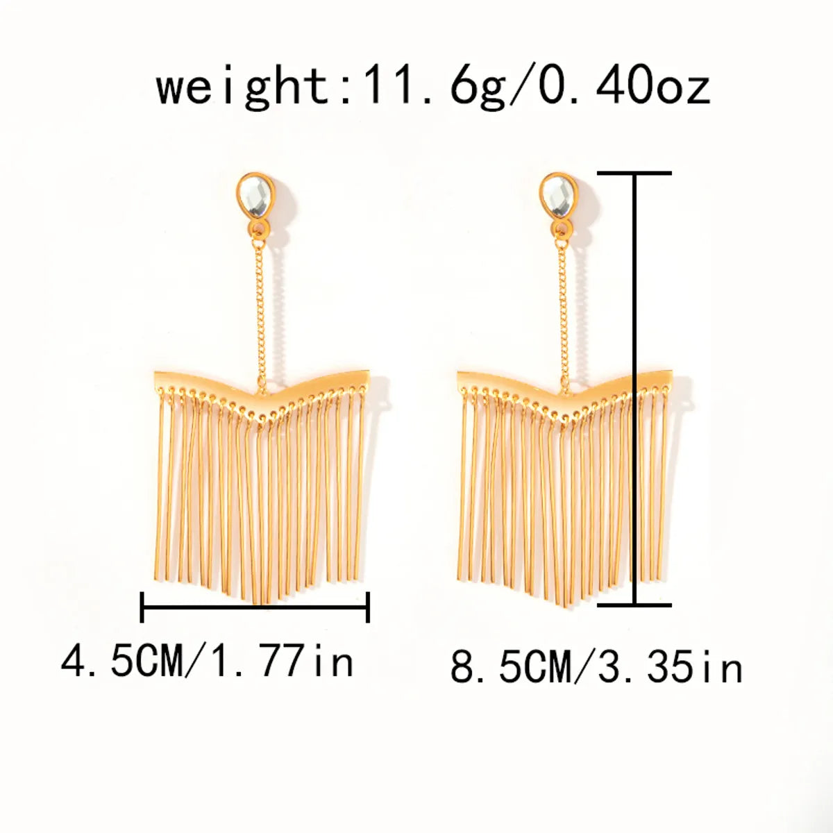 1 Pair Vacation Sweet Round Rectangle Tassel Plating 304 Stainless Steel 14K Gold Plated Drop Earrings