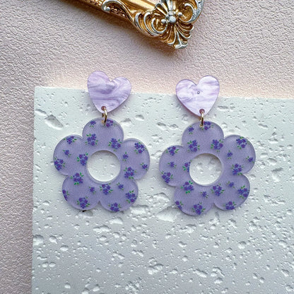 1 Pair Vacation Sweet Simple Style Flower Wreath Irregular Polishing Arylic Drop Earrings