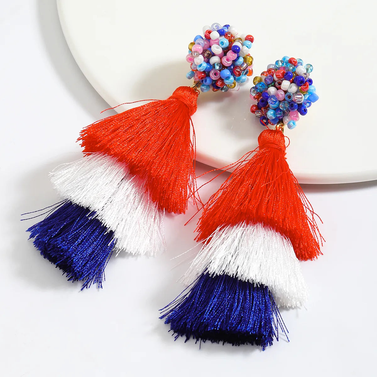 1 Pair Vacation Tassel Handmade Cloth Fabric Handmade Drop Earrings