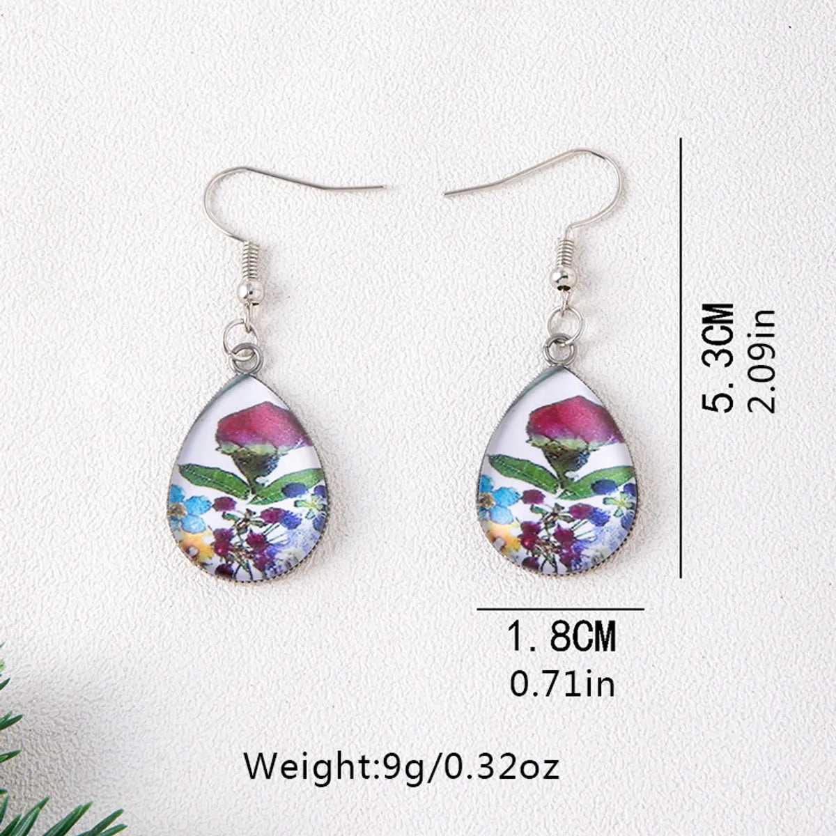 1 Pair Vacation Water Droplets Flower Stainless Steel Inlay Glass Drop Earrings