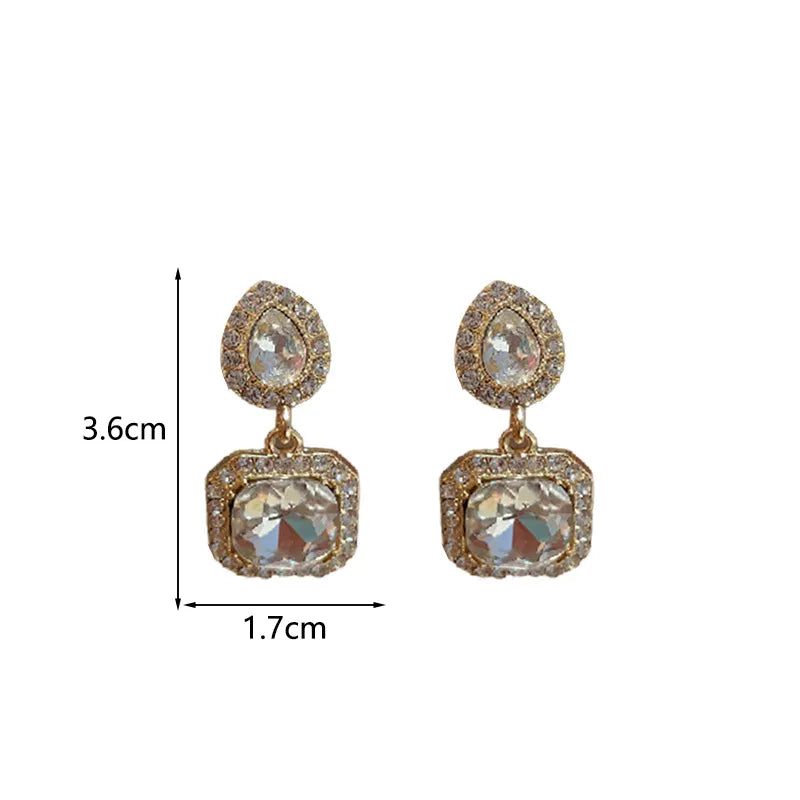 1 Pair Vacation Water Droplets Inlay Alloy Rhinestones Drop Earrings