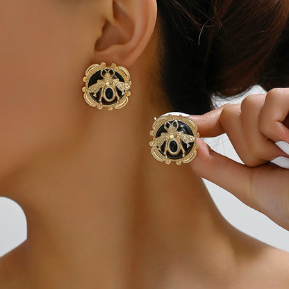 1 Pair Vintage Style Animal Plating Inlay Alloy Resin Gold Plated Ear Studs