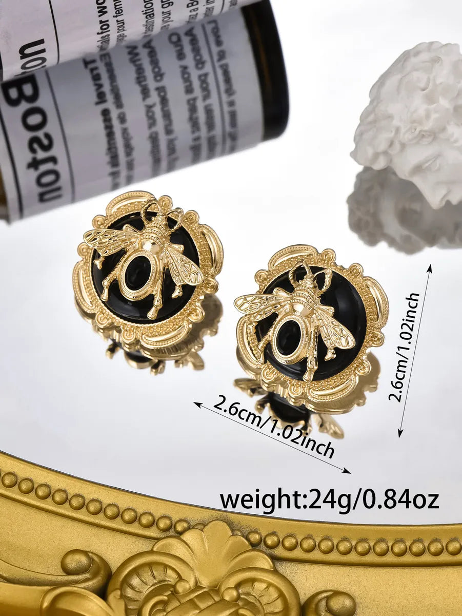 1 Pair Vintage Style Animal Plating Inlay Alloy Resin Gold Plated Ear Studs