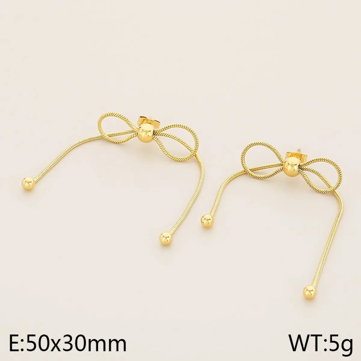 1 Pair Vintage Style Bow Knot Plating 304 Stainless Steel 18K Gold Plated Ear Studs