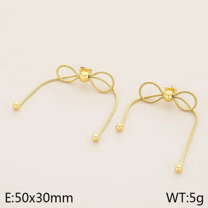 1 Pair Vintage Style Bow Knot Plating 304 Stainless Steel 18K Gold Plated Ear Studs